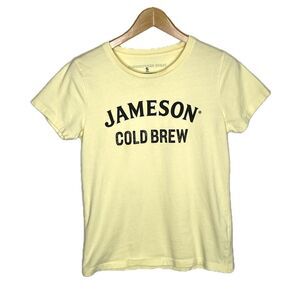 Jameson Cold Brew LogoTee Womens Size Small Organic Cotton Pale Yellow Crewneck